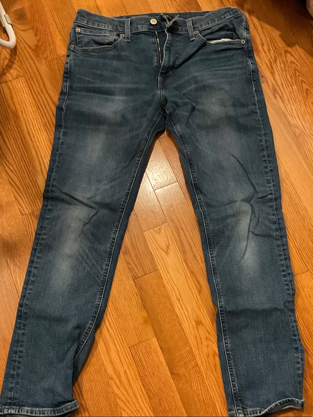J. Crew Factory Men's Straight Jeans in Dark Blue Wash